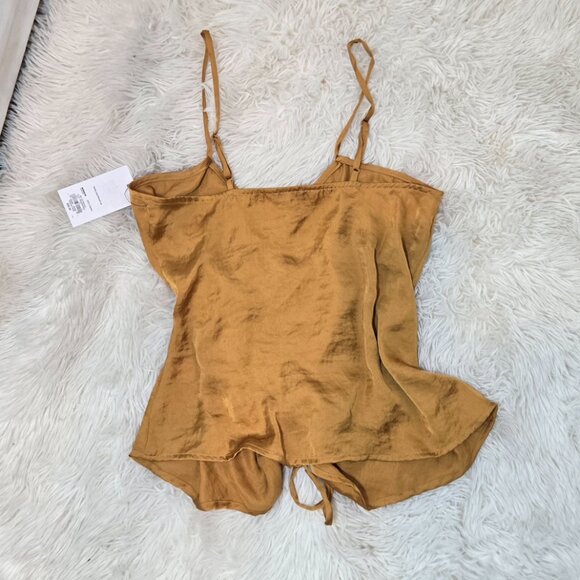 🦋Women's Nine West Mustard yellow Ruched Drawstring Front Tank🦋 - Picture 5 of 8